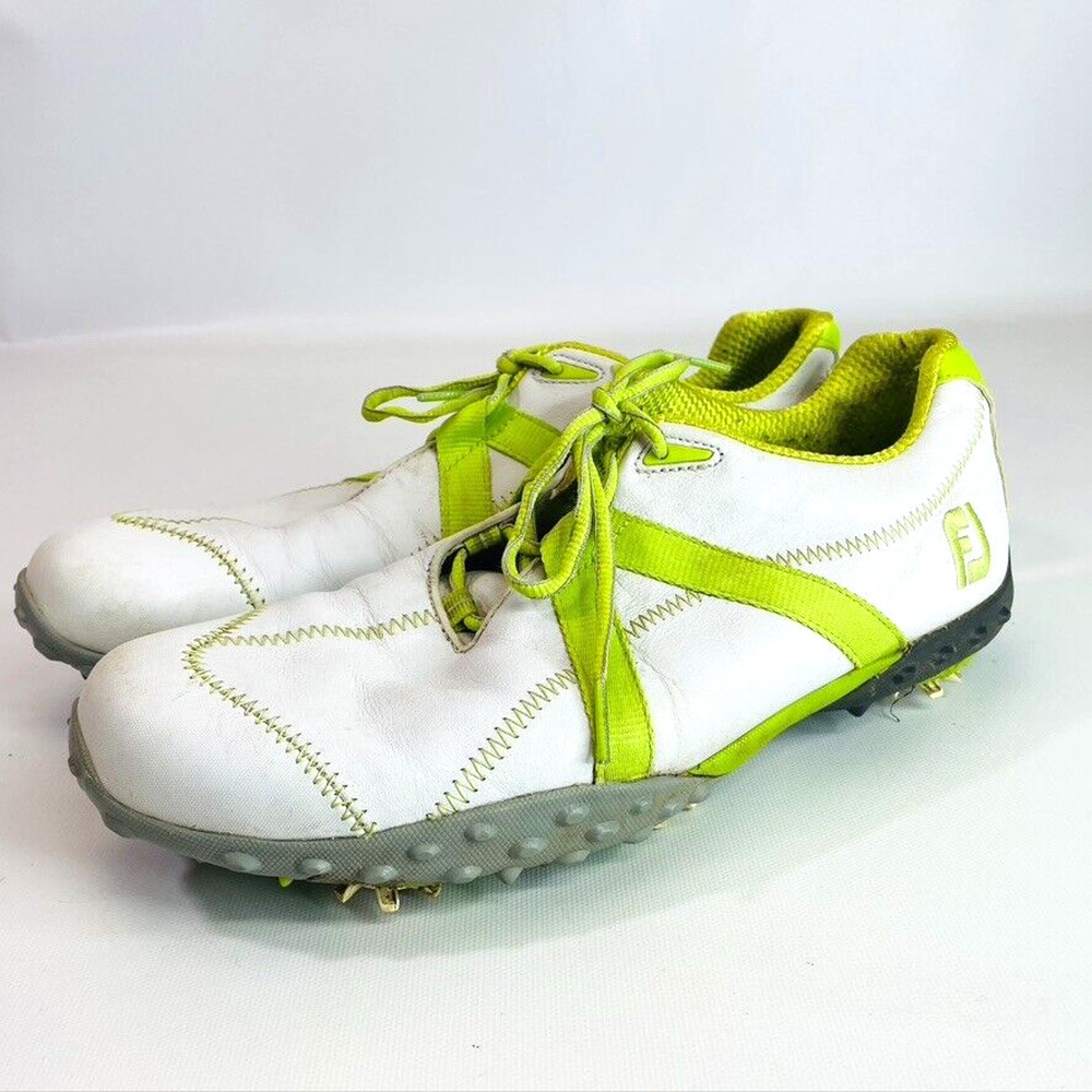 Footjoy M Project Golf Shoes Men's Size 9.5 White & Green Cleats 9.5M